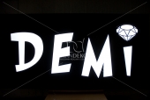 Light boxes out of dibond (rectangular, cubic, convex, with 3D letters, indirectly lighted)