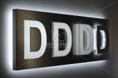 Light boxes out of dibond (rectangular, cubic, convex, with 3D letters, indirectly lighted)