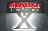 Light boxes out of dibond (rectangular, cubic, convex, with 3D letters, indirectly lighted)