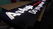 Light boxes out of dibond (rectangular, cubic, convex, with 3D letters, indirectly lighted)