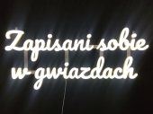 LED neons, flex neon signs and LEDprints with custom messages for hanging