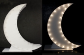 Illuminated decorations like: wedding gate, hearts, moon, stars, photographic walls (backgrounds), wedding curtain, light-up table made of letters