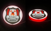 Plexiglass lightboxes glowing on the front and sides (round, rectangular, convex, with 3D letters, halo effect)