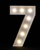 Illuminated numbers with bulbs 0–9